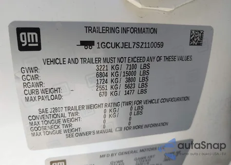 2025 Chevrolet Silverado 1500 4Wd Short Bed High Country z USA, uszkodzony, nr VIN 1GCUKJEL7SZ110059